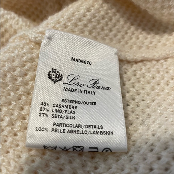 Loro Piana Italian Cashmere Silk Knit Cardigan Sweater Ivory White Womens 42 - Picture 8 of 13